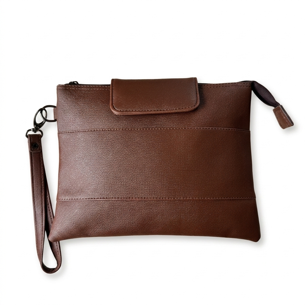 Pu leather pouch bag - Brown