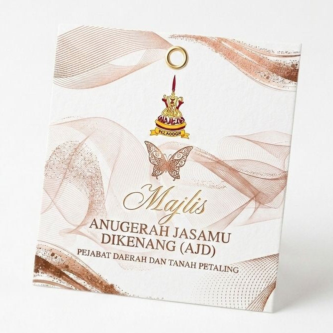 Custom Tagging with client's logo , 1 side printing 6cm x 7cm