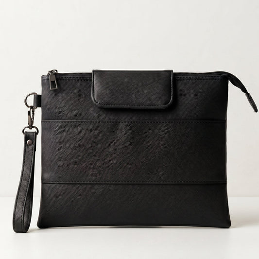 Pu Leather Pouch Bag - Black