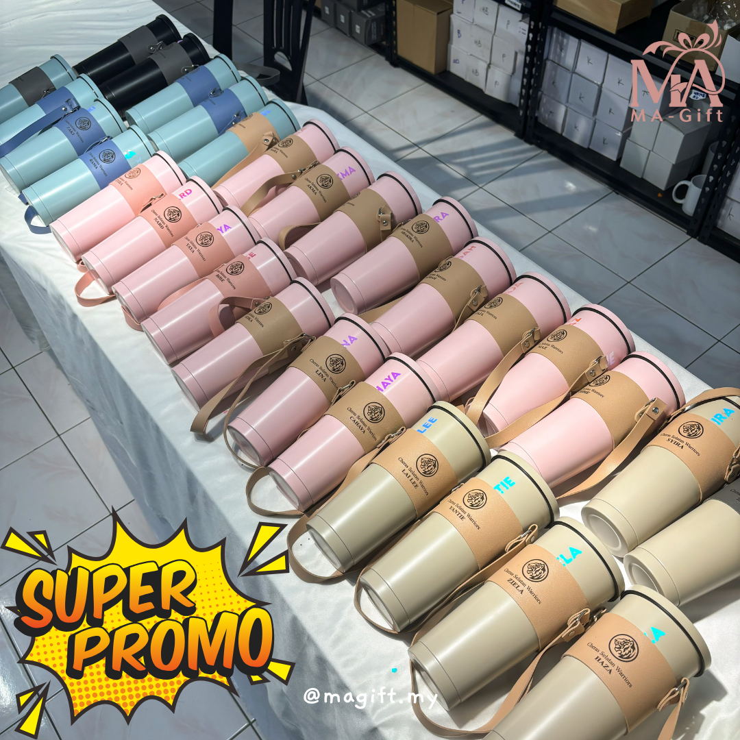 [Custom Name] Stainless Steel Vacuum Flask Tumbler - FREE Straw