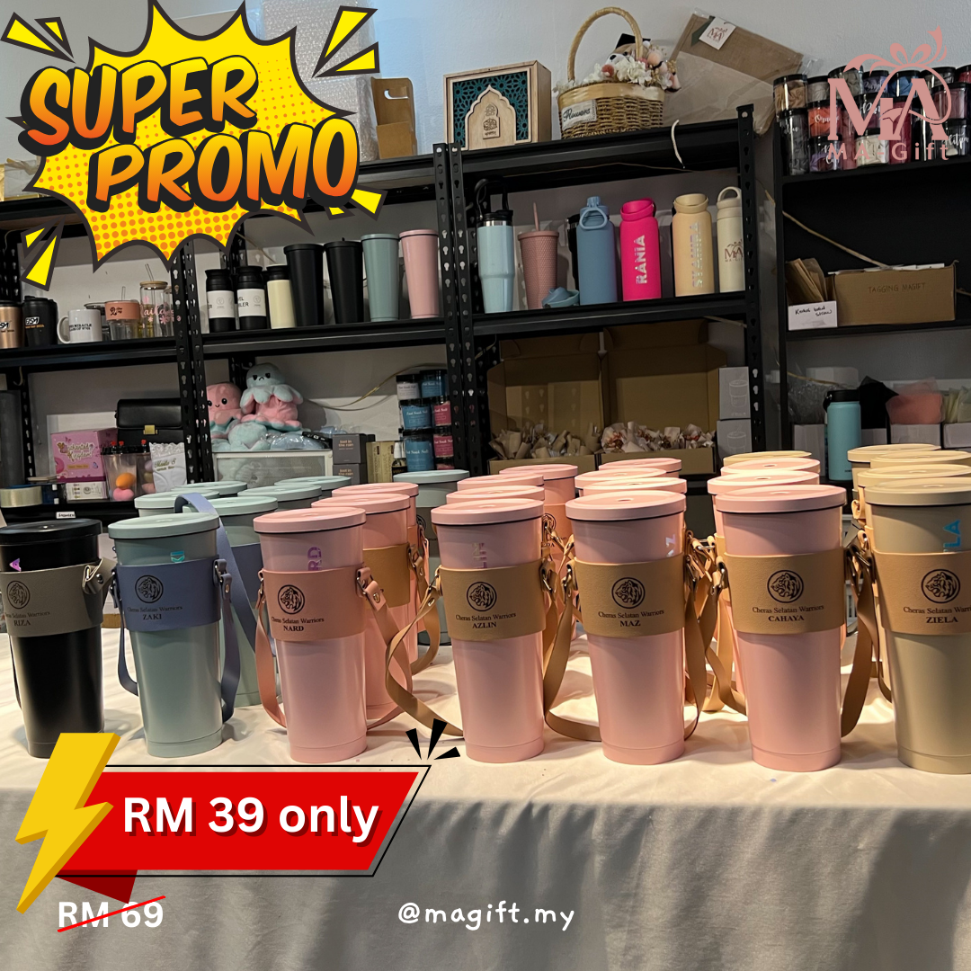 [Custom Name] Stainless Steel Vacuum Flask Tumbler - FREE Straw