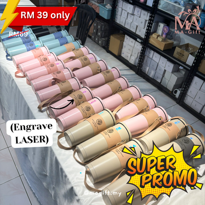 [Custom Name] Stainless Steel Vacuum Flask Tumbler - FREE Straw