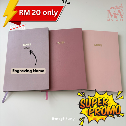 [Custom Name] PU Leather Notebook - Line Insert Pages
