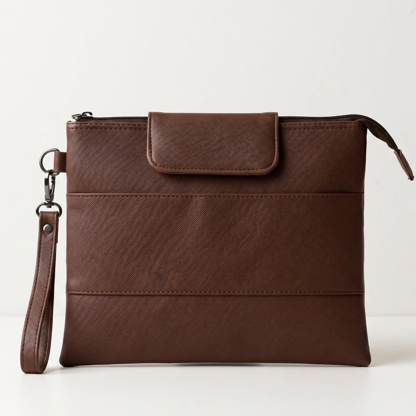 Pu Leather Pouch Bag - Brown