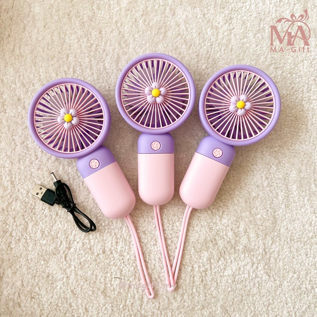 Chargeable Flower Fan + USB Charger + Angin Kuat 🍃 MA-Gift