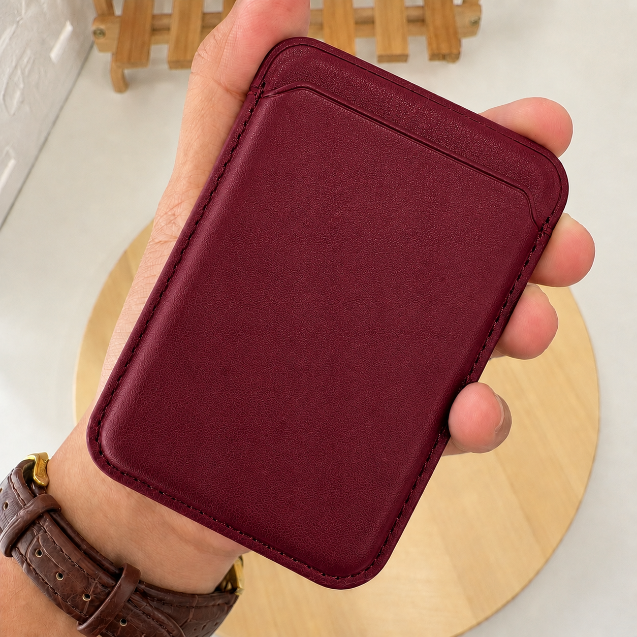Magnetic card holder - Maroon