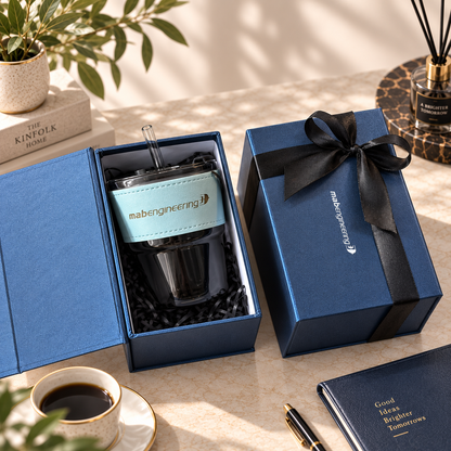 Glass Tumbler + Sleeve + Hard Blue Box