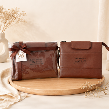 Pu Leather Pouch Bag - Brown
