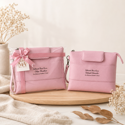 Pu Leather Pouch Bag - Pink