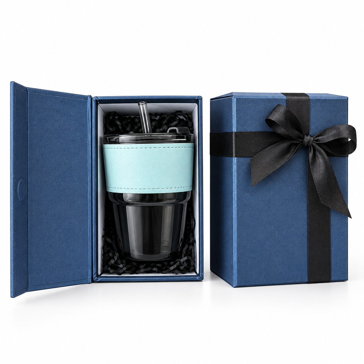 Glass Tumbler + Sleeve + Hard Blue Box