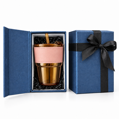 Glass Tumbler + Sleeve + Hard Blue Box