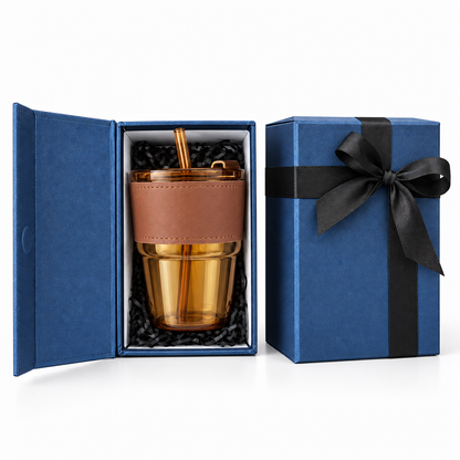 Glass Tumbler + Sleeve + Hard Blue Box