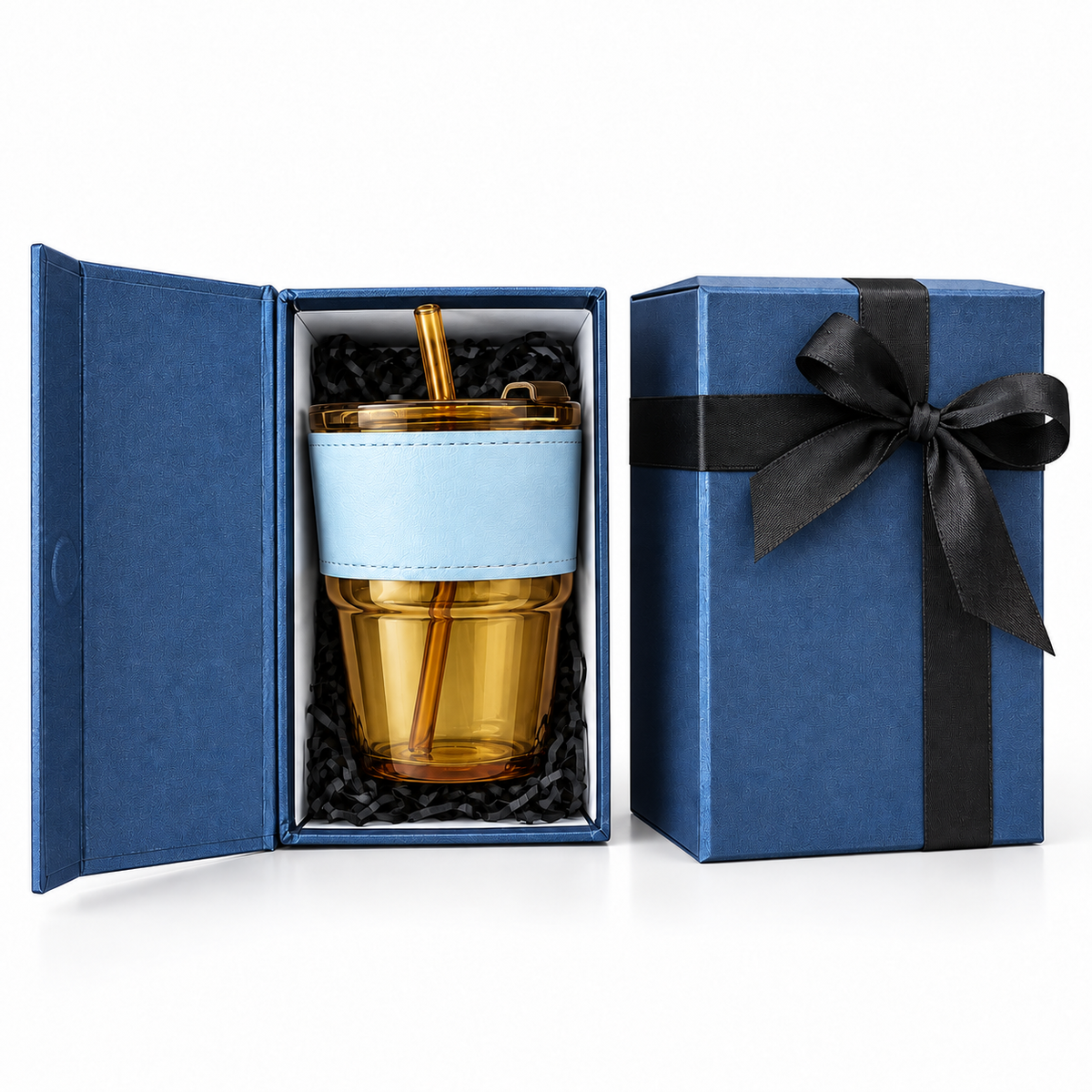 Glass Tumbler + Sleeve + Hard Blue Box