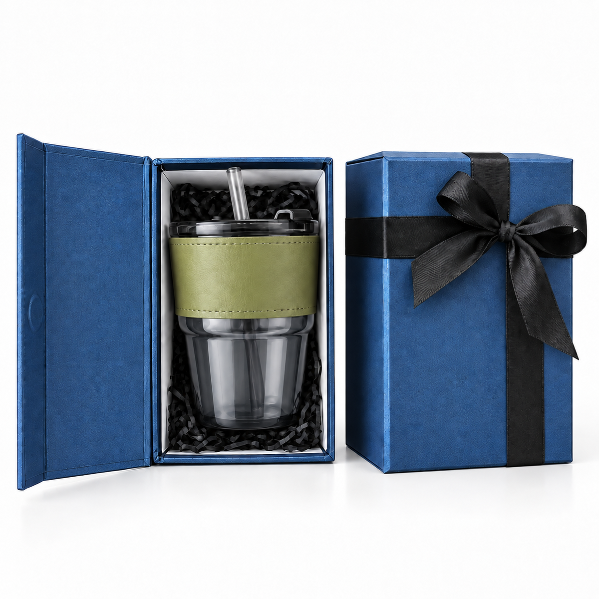Glass Tumbler + Sleeve + Hard Blue Box