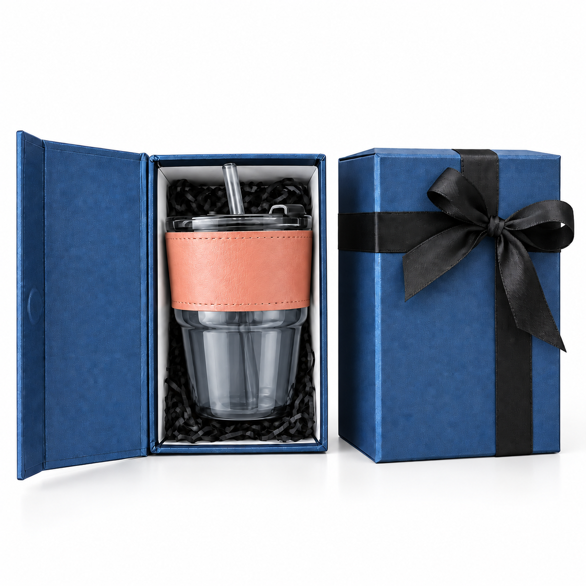 Glass Tumbler + Sleeve + Hard Blue Box