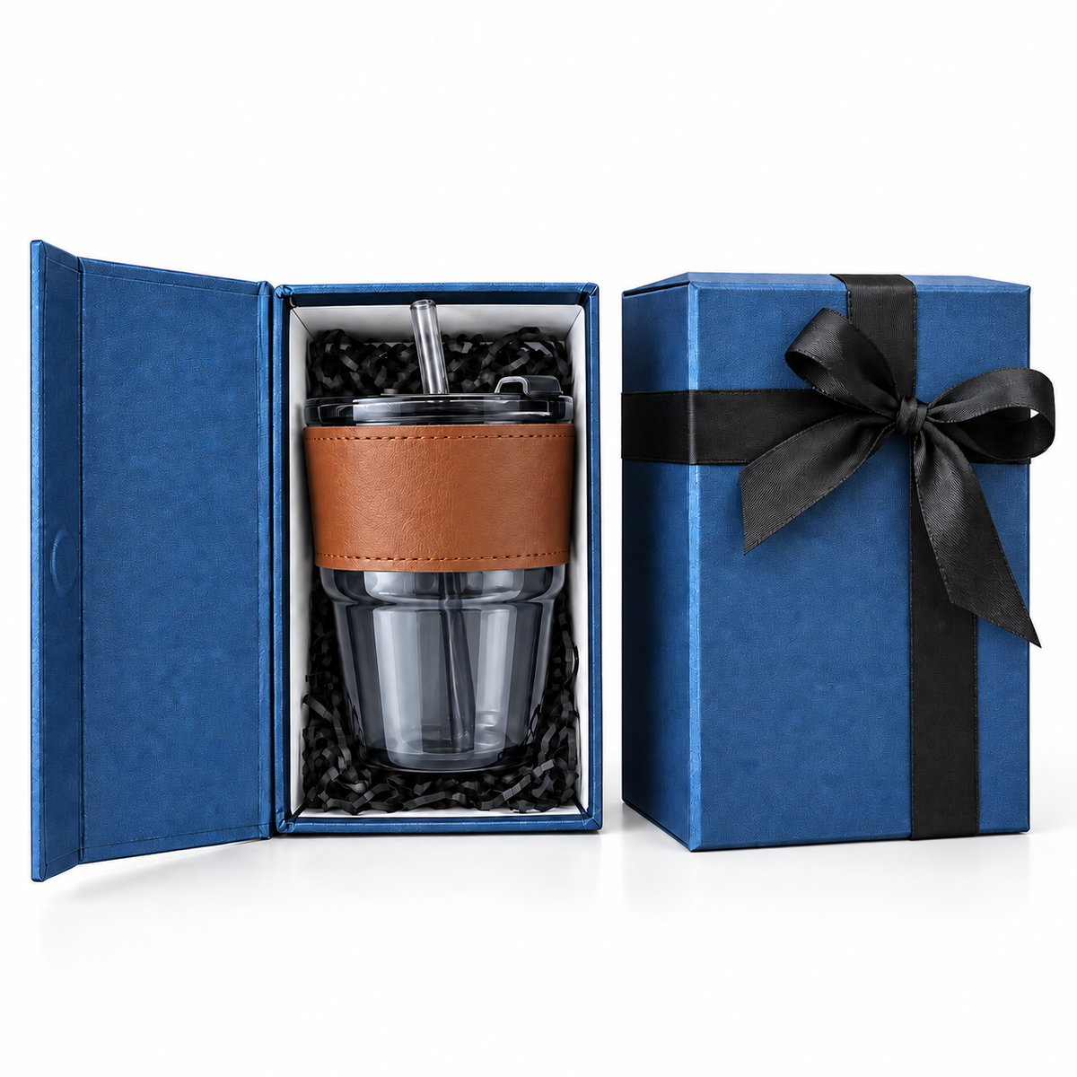 Glass Tumbler + Sleeve + Hard Blue Box