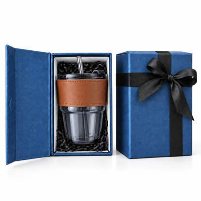 Glass Tumbler + Sleeve + Hard Blue Box