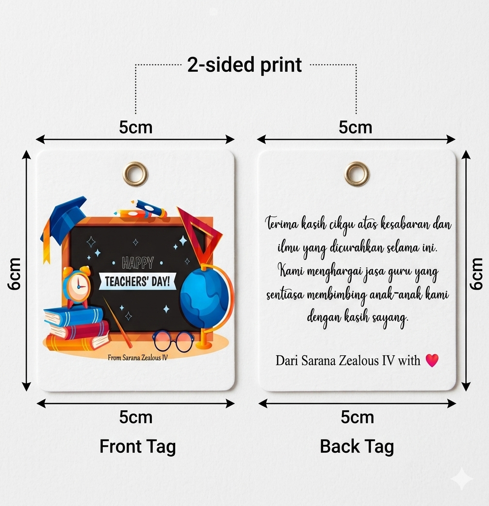 Custom Tagging with Client's Logo , 2 Side Printing (5 cm x 6 cm)