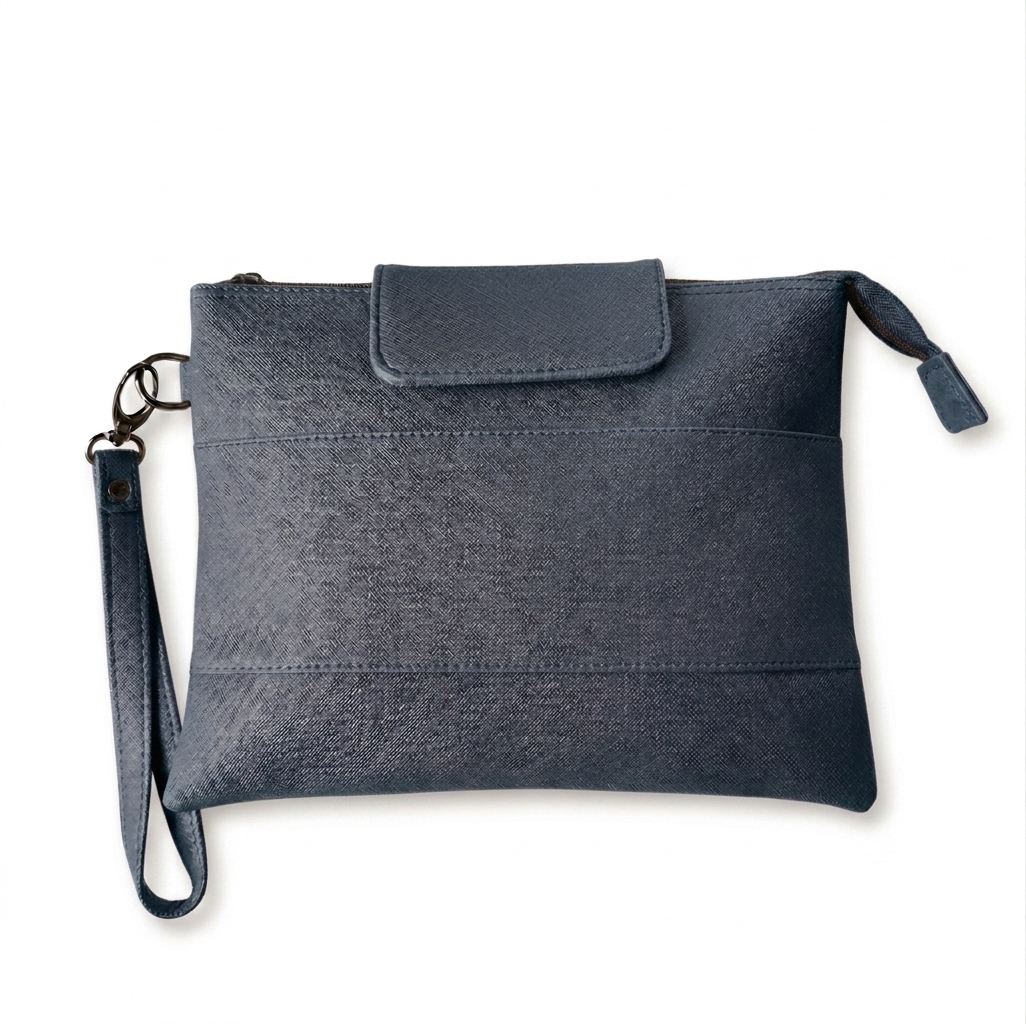 Pu leather pouch bag - Navy blue
