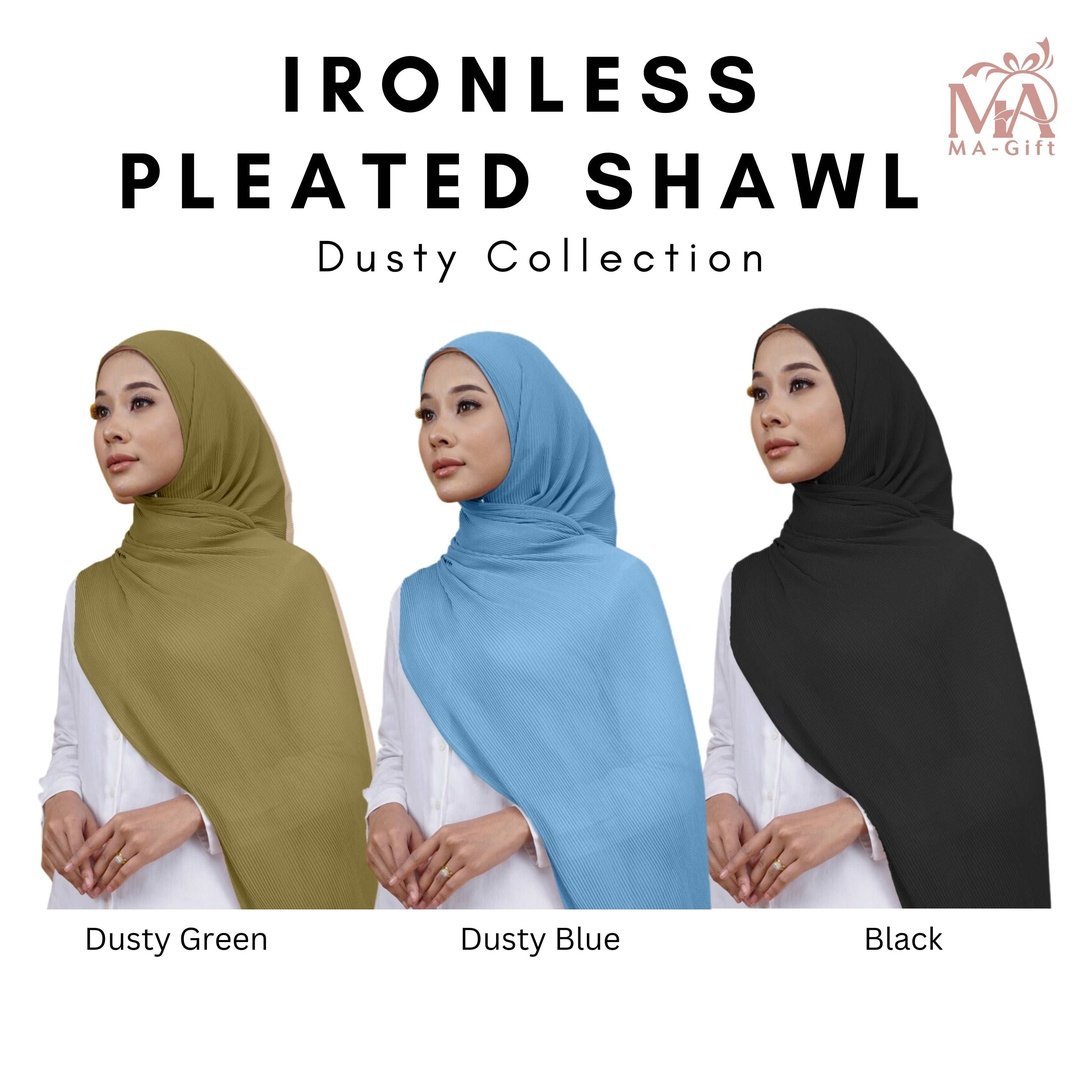 Ironless Pleated Shawl, kain lembut 😍 MA-Gift