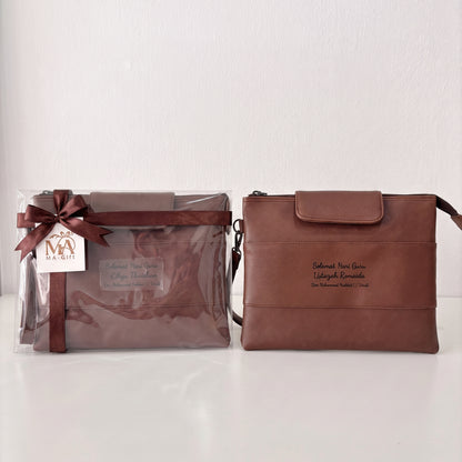 Pu Leather Pouch Bag - Brown